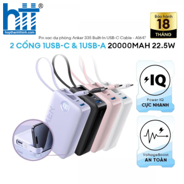 Pin Dự Phòng Anker 20000 22.5W (Built-In USB-C Connector) - A1647 Purple