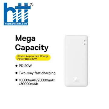 Sạc dự phòng Baseus Airpow Fast Charge 10000mAh 20W White LVA022-1W-20 (PPQD090002)