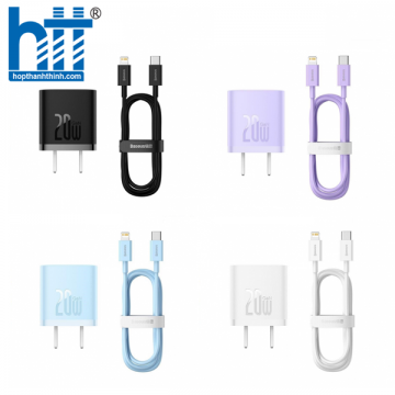 Bộ combo củ sạc + cáp sạc nhanh Lightning 20W Baseus GaN5 Fast Charger 1C CCGN040105 ( PURPLE )
