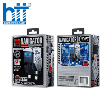 Cốc Sạc Nhanh WP-U08 Navigator Series GaN Charger 67W (Chân cắm dẹp US) WHITE