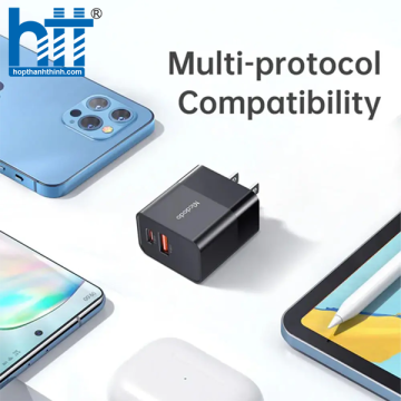 Cốc Sạc Nhanh Mcdodo 20W PD+QC Charger (USB + Type-C) CH-1311 Black