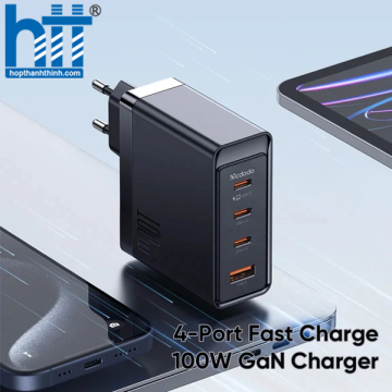 Bộ Sạc Nhanh Mcdodo 100W GaN 4-PORTS (Chân cắm tròn, 3 TypeC + USB) CH-5140