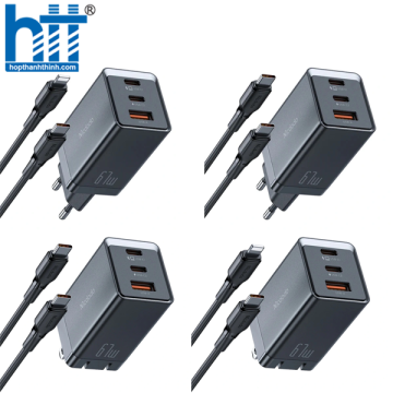 Cốc Sạc Nhanh Mcdodo 67W 2C1U Gan5 mini Fast Charger Kit Pro (2 Type-C + USB, Kèm cáp) CH-1544