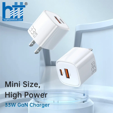 Cốc Sạc Nhanh Mcdodo Nano Series 33W PD+QC Dual Port Charger (Chân cắm dẹp US, USB Type-C) CH-6514