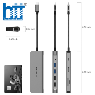 Bộ chuyển đổi USB-C 10 trong 1 Lention C69HEACR SILVER