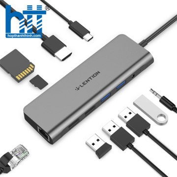 Bộ chuyển đổi USB-C 10 trong 1 Lention C69HEACR SILVER