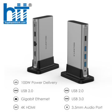 Bộ chuyển đổi USB-C 9 trong 1 Lention D53HEAVCR GREY