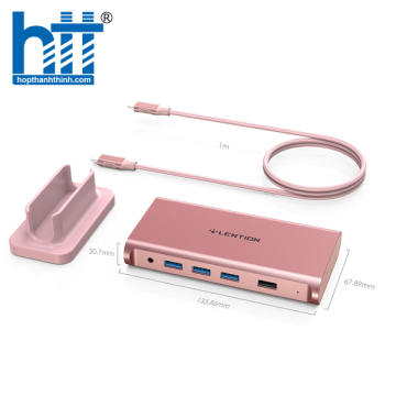 Bộ chuyển đổi USB-C 9 trong 1 Lention D53HEAVCR PINK