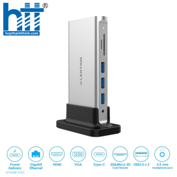Bộ chuyển đổi USB-C 10 trong 1 Lention D55HEA SILVER