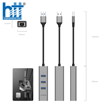 Bộ chuyển đổi USB-A 4 trong 1 Lention H23s Sliver