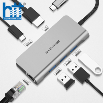 Bộ chuyển đổi USB-C 6 trong 1 Lention C65HE Grey