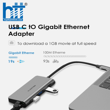 Bộ chuyển đổi USB-C 6 trong 1 Lention C65HE Grey