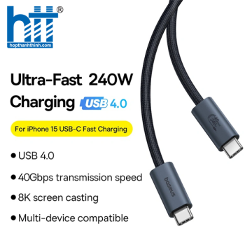 Cáp Sạc Nhanh Truyền Dữ Liệu Baseus Flash Series 2 USB4 Full Featured Data Cable Type-C to Type-C 240W