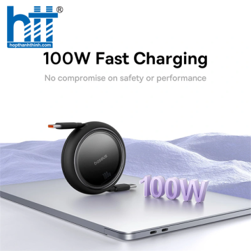 Cáp Sạc Dây Rút C to C Baseus Free2Draw Mini Retractable Charging Cable Type-C to Type-C 100W Black