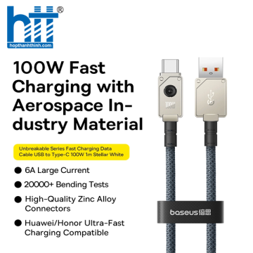 Cáp Sạc Nhanh Baseus Unbreakable Series Fast Charging Data Cable USB to Type-C 100W  WHITE 2M