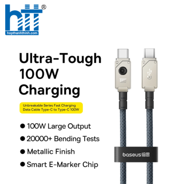 Cáp Sạc Nhanh Baseus Unbreakable Series Fast Charging Data Cable Type-C to Type-C 100W WHITE 2M