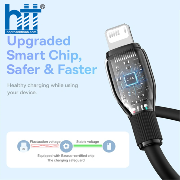 Cáp Sạc Nhanh Baseus Pudding Series Fast Charging Cable USB to iP 2.4A  BLACK 2M