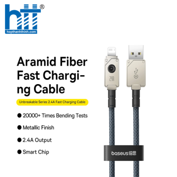 Cáp Sạc Nhanh USB to iP Baseus Unbreakable Series Fast Charging Data Cable USB to iP 2.4A WHITE 2M