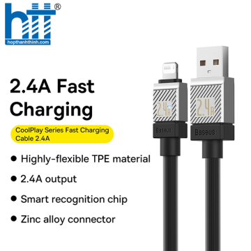 Cáp Sạc Nhanh USB to iP Baseus CoolPlay Series Fast Charging Cable USB to iP 2.4A Orange 1M