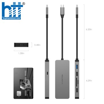 Bộ chuyển đổi USB-C 7 trong 1 Lention C17 SLIVER