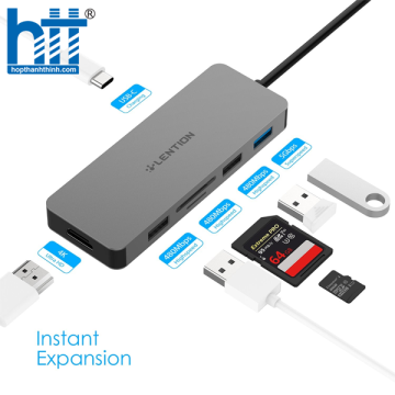 Bộ chuyển đổi USB-C 7 trong 1 Lention C17 SLIVER