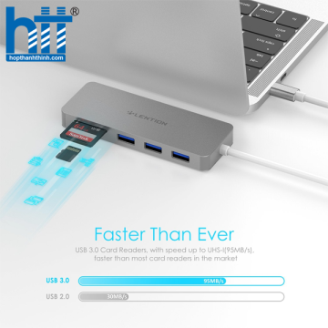 Bộ chuyển đổi USB-C 5 trong 1 Lention C15 SILVER