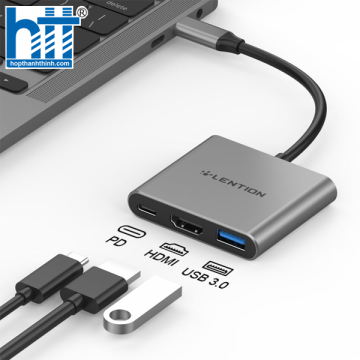Bộ chuyển đổi USB-C 3 trong 1 Lention C14H SILVER