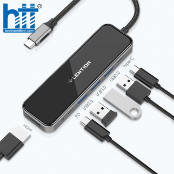 Bộ chuyển đổi USB-C 6 trong 1 Lention CE35 BLACK