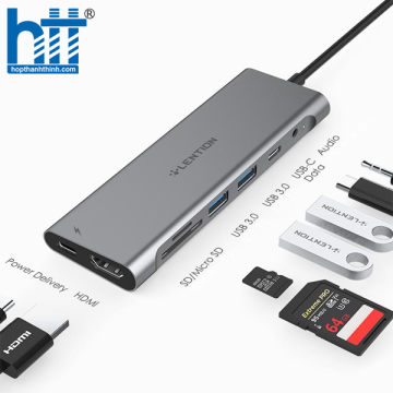 Bộ chuyển đổi USB-C 8 trong 1 Lention C37HACR-1M (cáp dài 1m) GREY