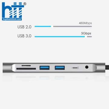 Bộ chuyển đổi USB-C 8 trong 1 Lention C37HACR-1M (cáp dài 1m) GREY
