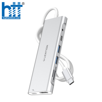 Bộ chuyển đổi USB-C 8 trong 1 Lention C37HACR-1M (cáp dài 1m) SLIVER