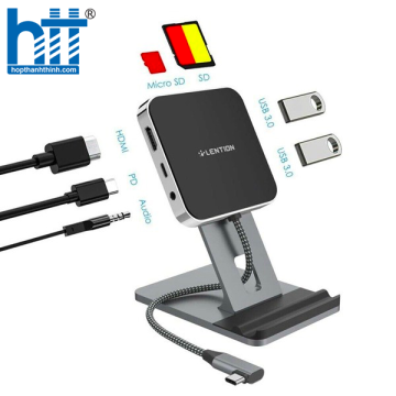 Bộ chuyển đổi USB-C 7 trong 1 Lention D42HACR có chân đế