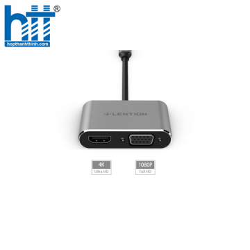 Bộ chuyển đổi USB-C sang HDMI và VGA Lention C51SHV SLIVER