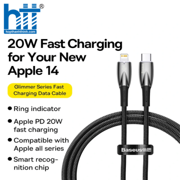Cáp Sạc Baseus Glimmer Series Fast Charging Data Cable Type-C to iP 20W Black 2M