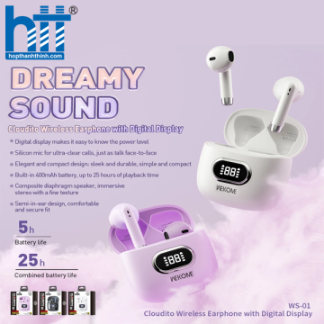 Tai Nghe Bluetooth Wekome Dreamy Sound WS-01 Wireless Earphone Purple