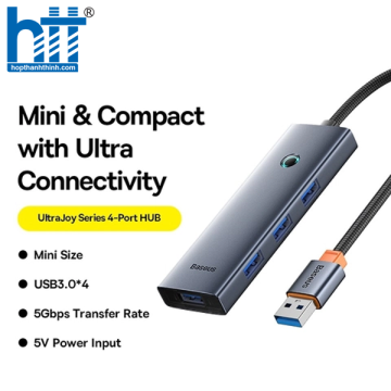 Hub Mở Rộng Kết Nối Baseus UltraJoy Series 4-Port HUB Grey 100CM