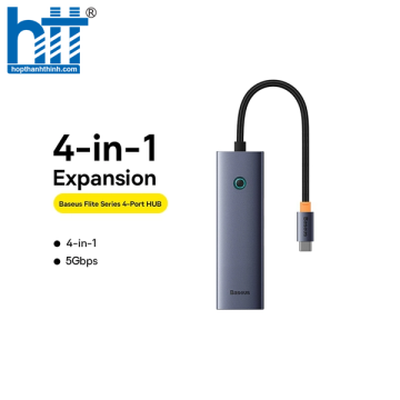 Hub Mở Rộng Kết Nối Đa Năng OS-Baseus Flite Series HUB Docking Station Space Grey Type-C to 4 Port