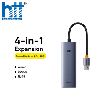 Hub Mở Rộng Kết Nối Đa Năng OS-Baseus Flite Series HUB Docking Station Space Grey USB to 4 Port ( RJ45 )