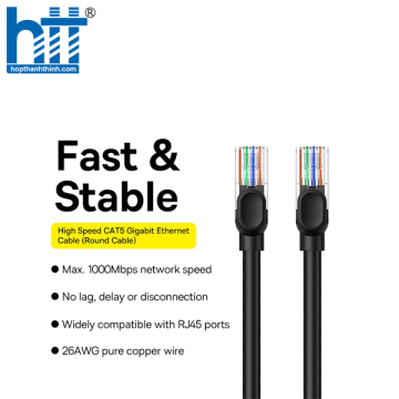 Cáp Mạng Lan 2 Đầu Baseus High Speed CAT5 Gigabit Ethernet Cable (Round Cable) 5M