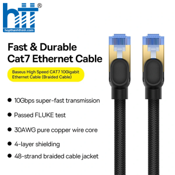 Cáp Mạng Lan 2 Đầu Baseus High Speed CAT7 10Gigabit Ethernet Cable (Cáp dây dù) 5M