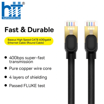 Cáp Mạng Lan 2 Đầu Baseus High Speed CAT8 40Gigabit Ethernet Cable (Round Cable) 10M