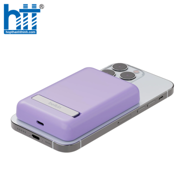 Pin sạc dự phòng không dây Belkin BOOSTCHARGE Magnetic 7.5W 5.000mAh có chân chống, cáp đi kèm C-C 1m Purple