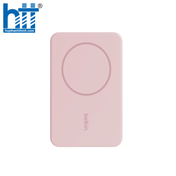 Pin sạc dự phòng không dây Belkin BOOSTCHARGE Magnetic 7.5W 5.000mAh có chân chống, cáp đi kèm C-C 1m Pink