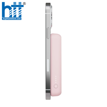 Pin sạc dự phòng không dây Belkin BOOSTCHARGE Magnetic 7.5W 5.000mAh có chân chống, cáp đi kèm C-C 1m Pink