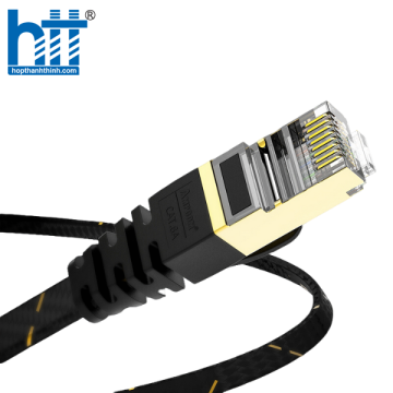 Cáp mạng Ampcom Cat6a Flat 10M đúc sẵn 2 đầu AMCAT6ABK1810