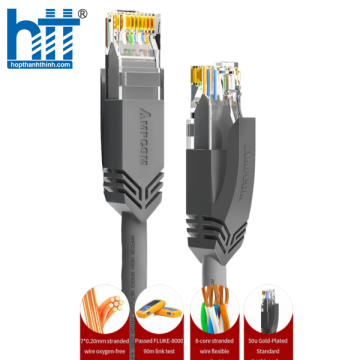 Cáp mạng đúc sẵn Cat6a FTP dùng cho công trình AMPCOM dài 3m AMC6A3030BK