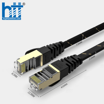 Cáp mạng Ampcom Cat7 Flat 10M đúc sẵn 2 đầu AMCAT7BK1810