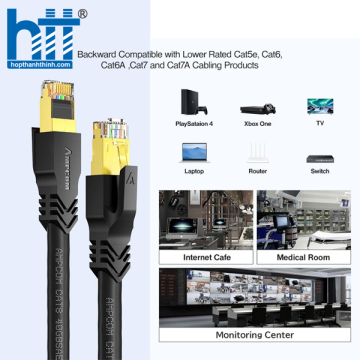 Cáp mạng đúc sẵn Cat7 S/FTP AMPCOM dài 0,5m AMC73005BK
