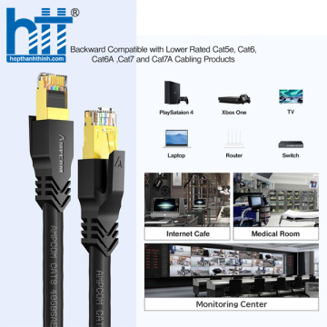 Cáp mạng đúc sẵn Cat7 S/FTP AMPCOM dài 1m AMC73010BK