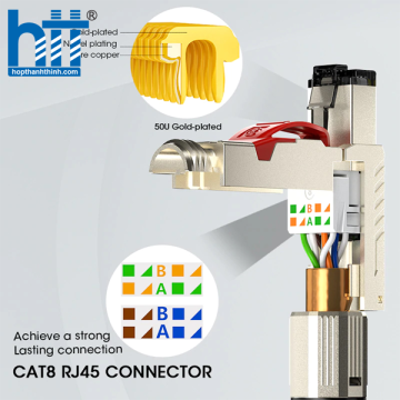 Cáp mạng Ampcom Cat8 1M đúc sẵn 2 đầu AYW8010BK